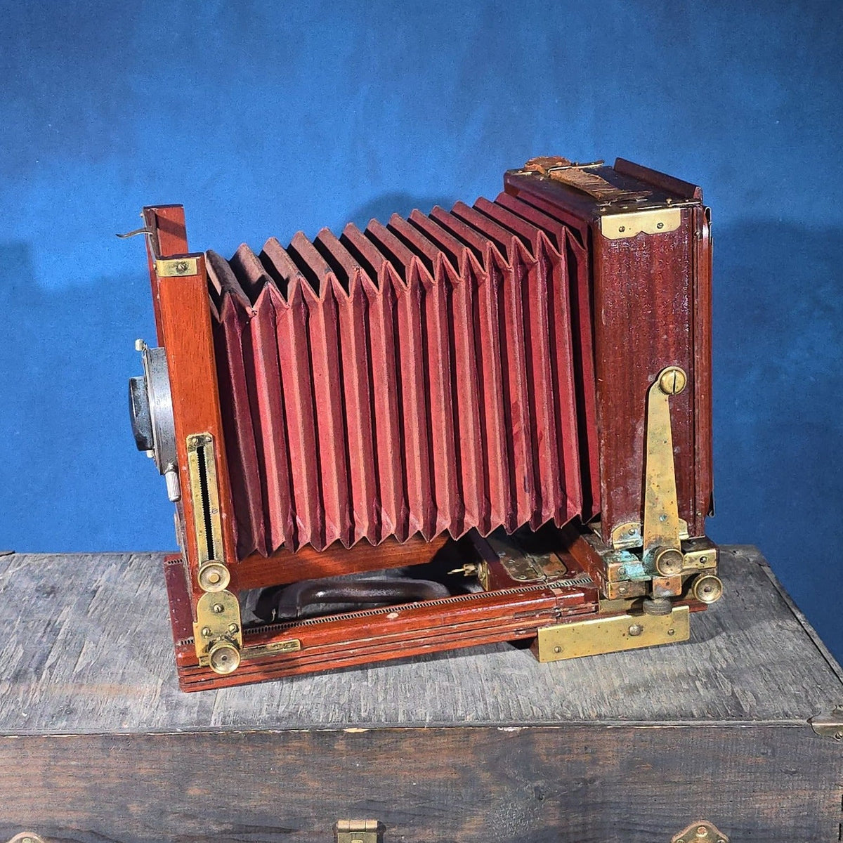 Antique Eastman View No. 2 Large Format Folding Camera with Bausch & Lomb Volute Shutter, Manufactured by Eastman Kodak Co., Rochester, New York