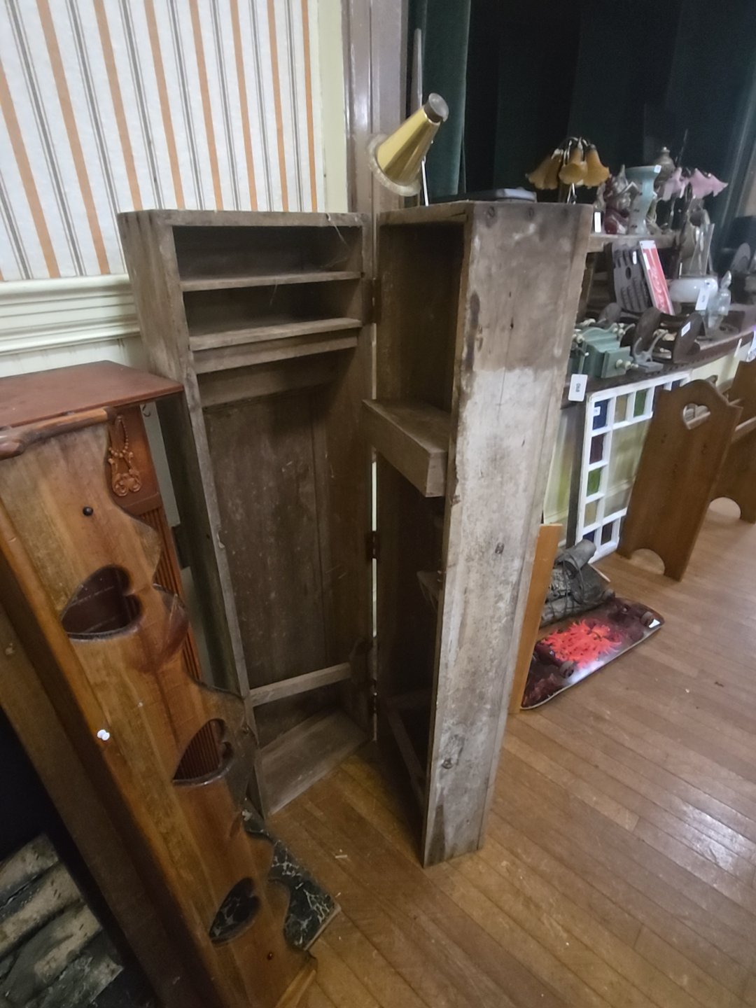 tall wooden carrying crate