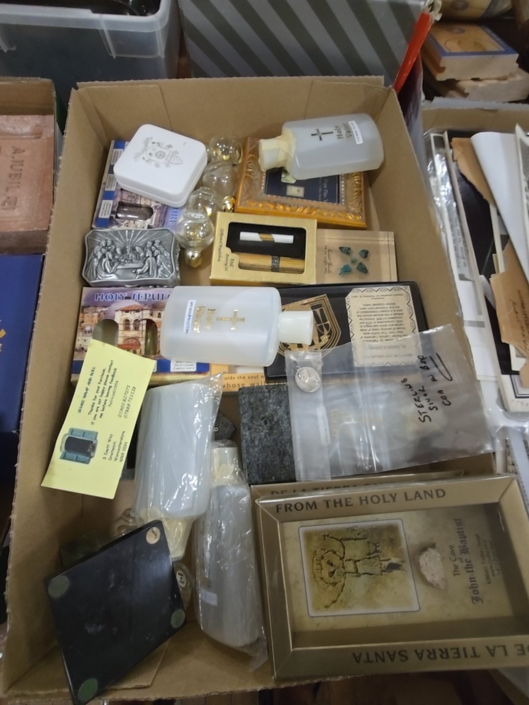 box lot of commemorative religious material