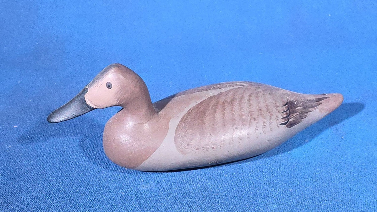 Trio of Vintage Carved Wood Duck Figures including One Painted and Signed Capt. Harry Jobes