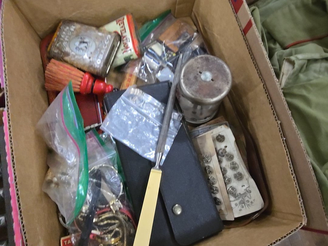 box lot of Misc Smalls including drafting sets and advertising