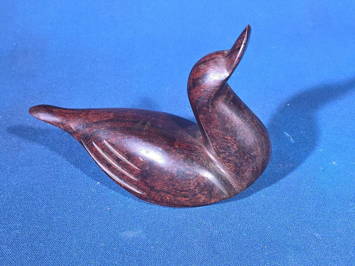 Trio of Vintage Carved Wood Duck Figures including One Painted and Signed Capt. Harry Jobes