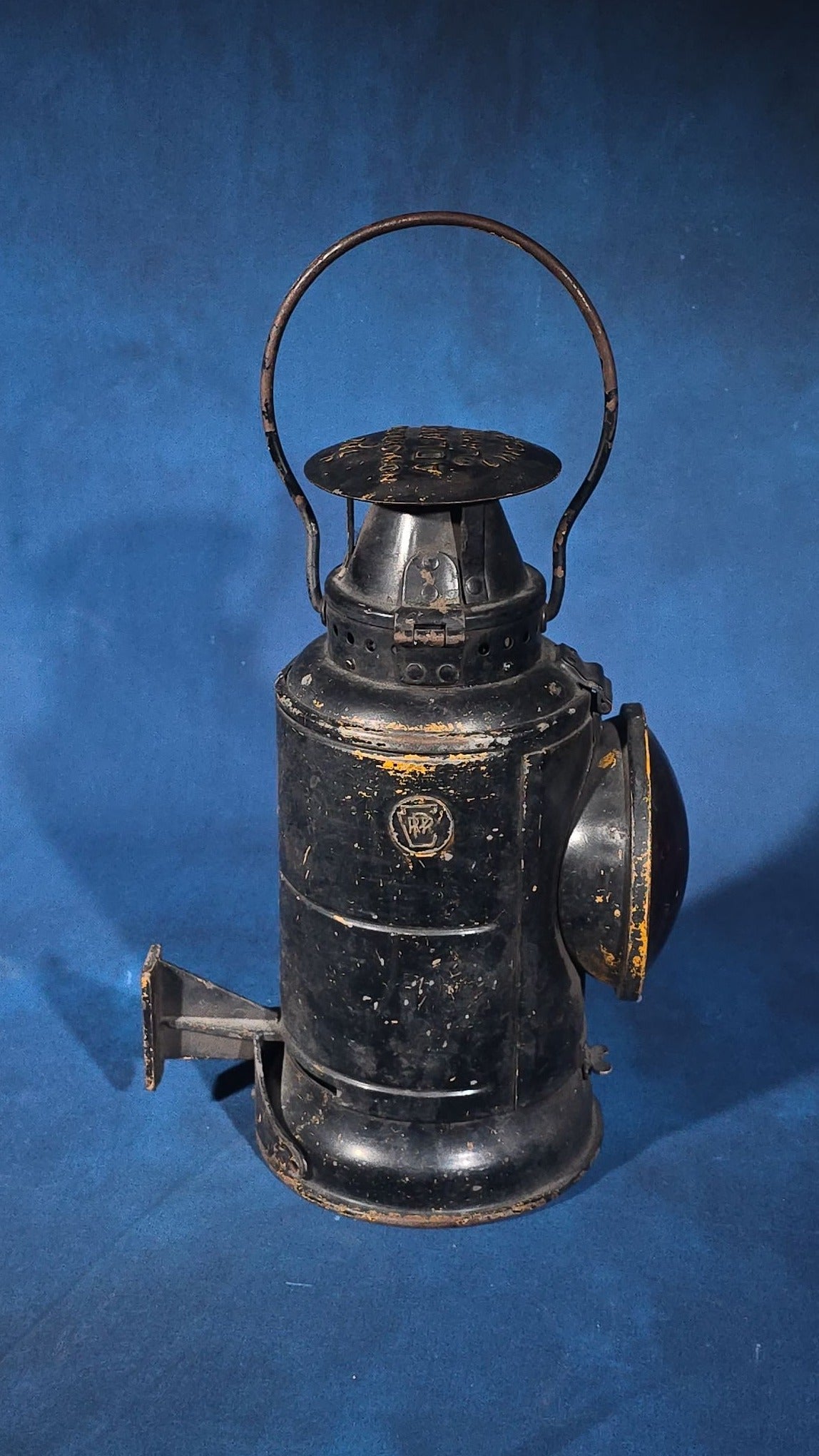 Antique Pennsylvania Railroad Non-Sweating Adlake Railroad Lamp with Red Lens, Manufactured by Adlake, Chicago, Illinois