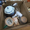 Lot 162 - Box Lot of Pottery and Glass Including Cameo Shell and Stein