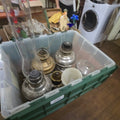 Lot 237 - Box Lot of Glass and Metal Kerosene Lamps