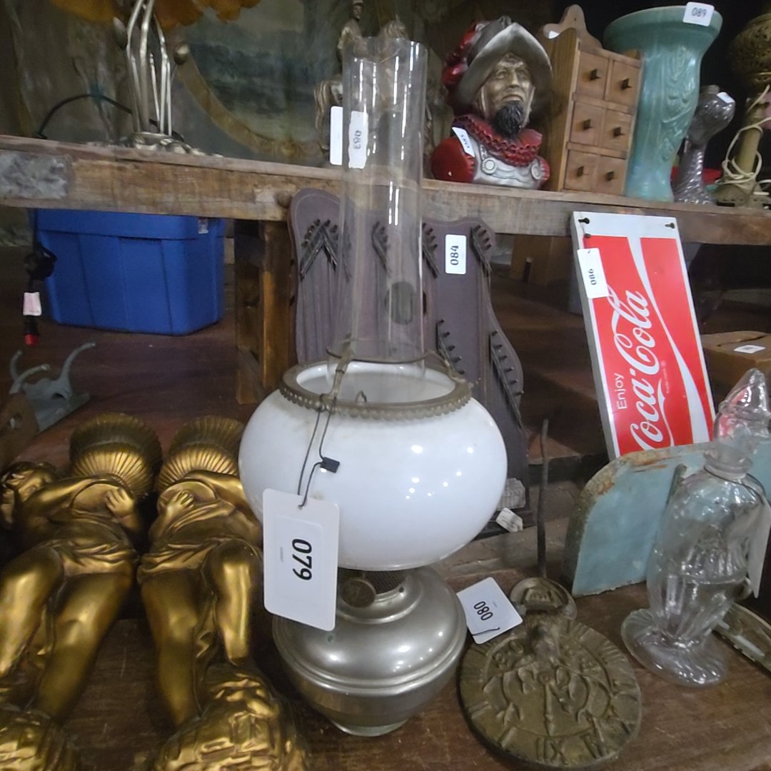Aladdin brand kerosene lamp with shade and chimney
