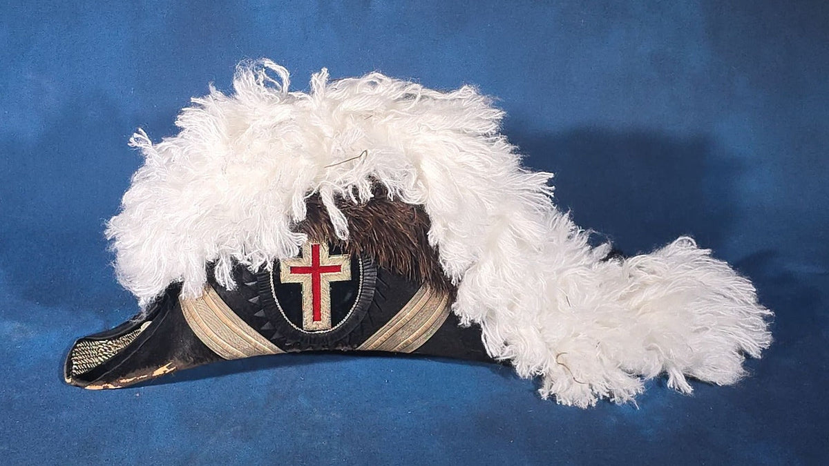 Antique Knights Templar Masonic Chapeau Hat, Manufactured by The M.C. Lilley & Co., Columbus, Ohio, Named to H.E. Southworth