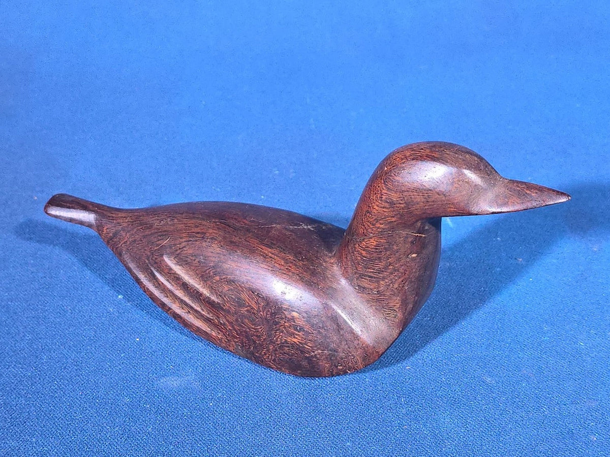 Trio of Vintage Carved Wood Duck Figures including One Painted and Signed Capt. Harry Jobes
