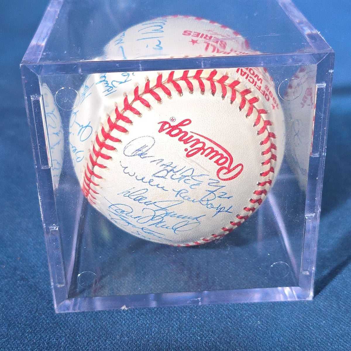 Vintage 1998 New York Yankees Team-Signed Rawlings Official World Series Baseball in BallQube Display Case with Certificate of Authenticity