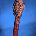 Lot 076 - Antique Hand-Carved Fraternal Walking Stick with Carved Figural Native American Bust Handle, Named to R. Frothingham, 36" L