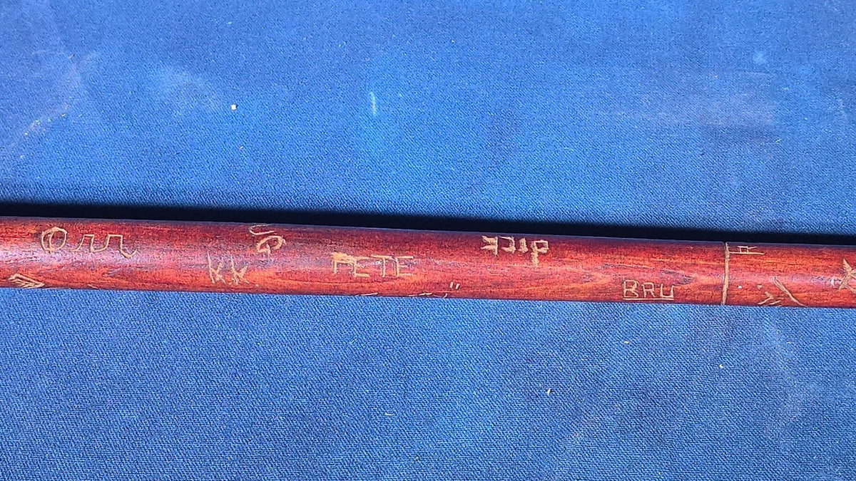 Antique Hand-Carved Fraternal Walking Stick with Carved Figural Native American Bust Handle, Named to R. Frothingham