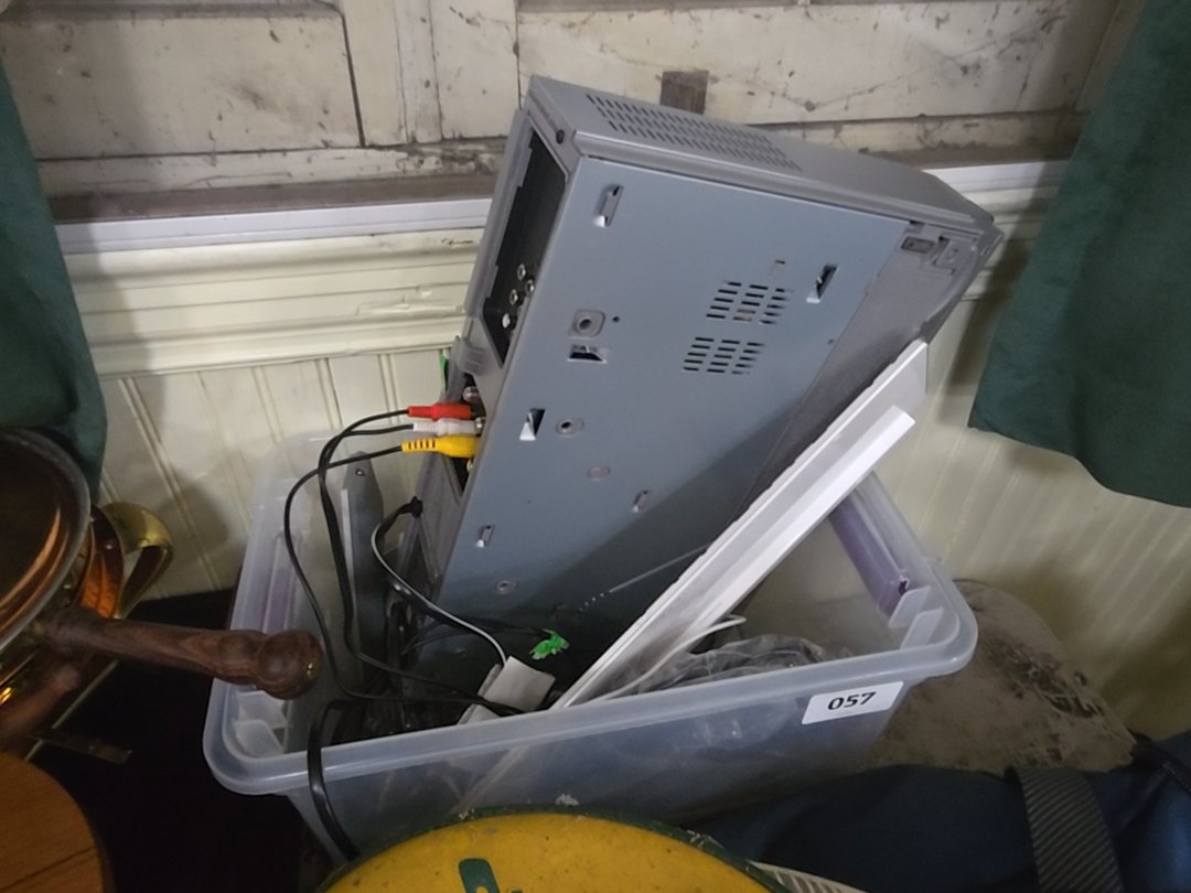 Electronics grouping with vcr, apple keyboards, and more