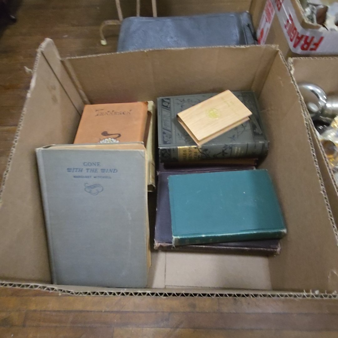 Box lot of antique books