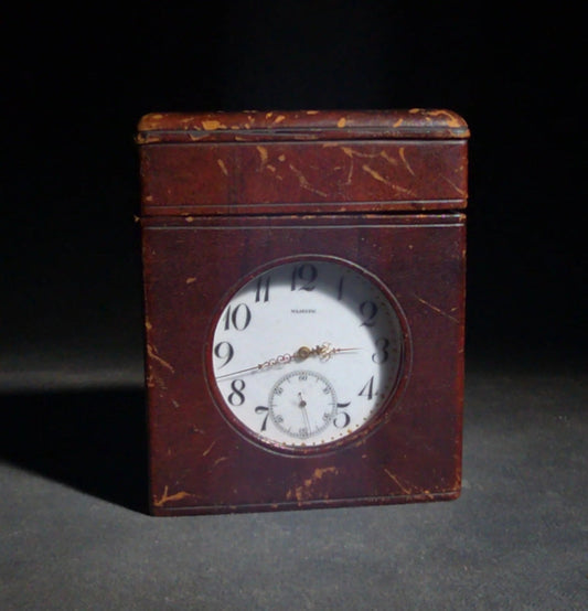 Antique Doxa "Majestic" Open-Face Pocket Watch in Argentan Case with Leather Travel Stand, Serial No. 257505
