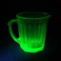 Lot 012 - Vintage Green Uranium Glass Paneled Pitcher, Manufactured by A&J, UV Reactive, Marked "Patent Applied for", 5-1/2" H