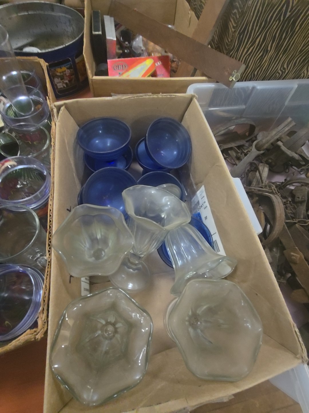 box lot of Sundae dishes