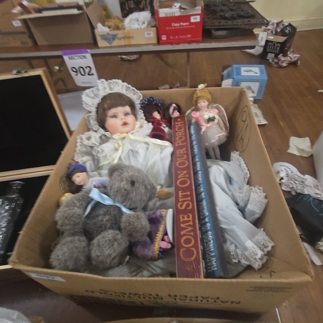 box lot of dolls