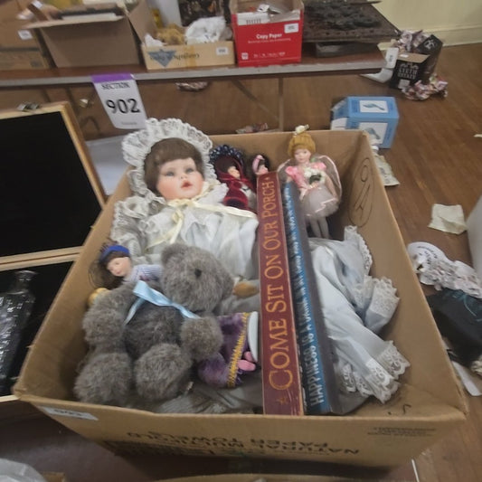 box lot of dolls