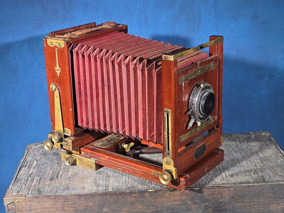 Antique Eastman View No. 2 Large Format Folding Camera with Bausch & Lomb Volute Shutter, Manufactured by Eastman Kodak Co., Rochester, New York