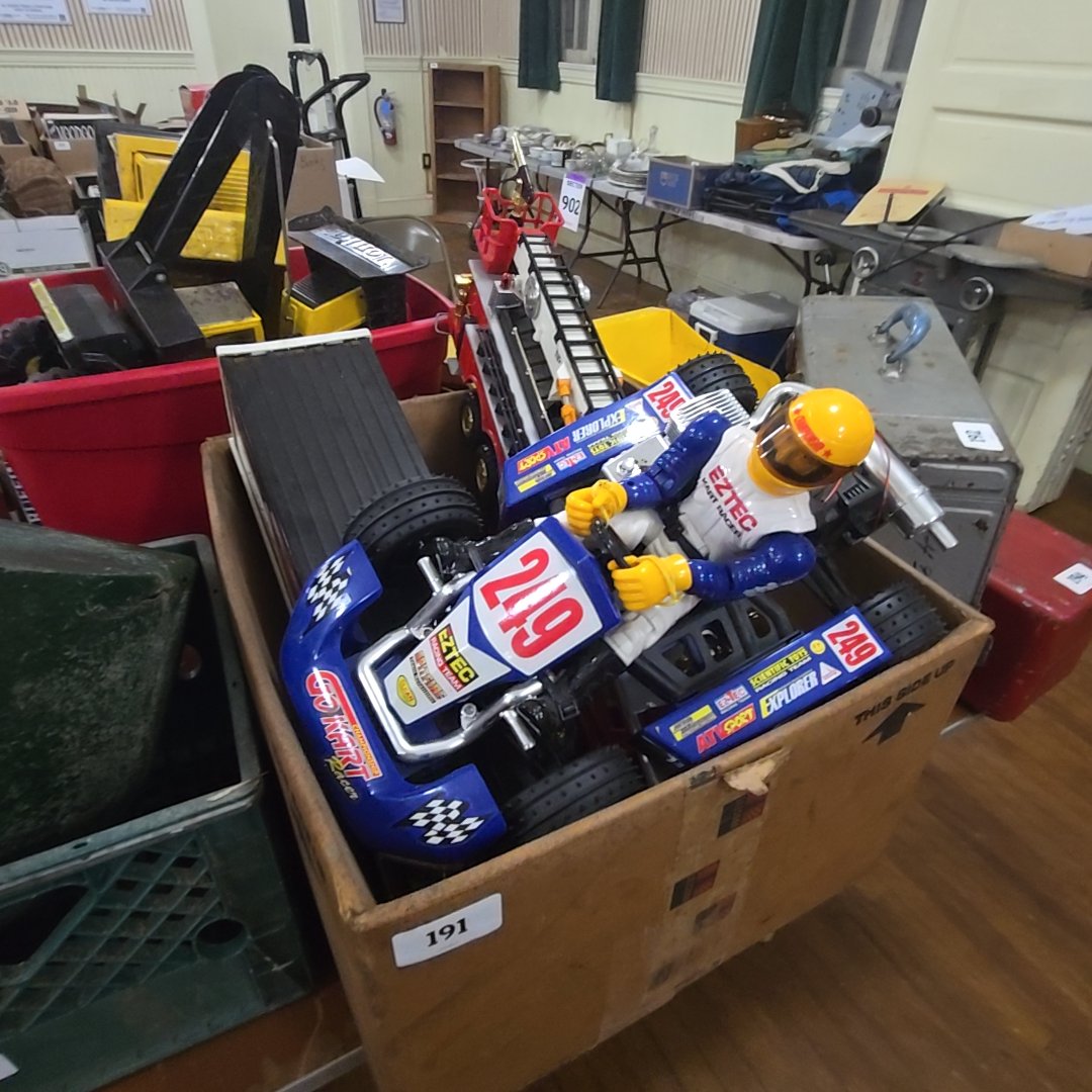 box lot with modern RC cars and more