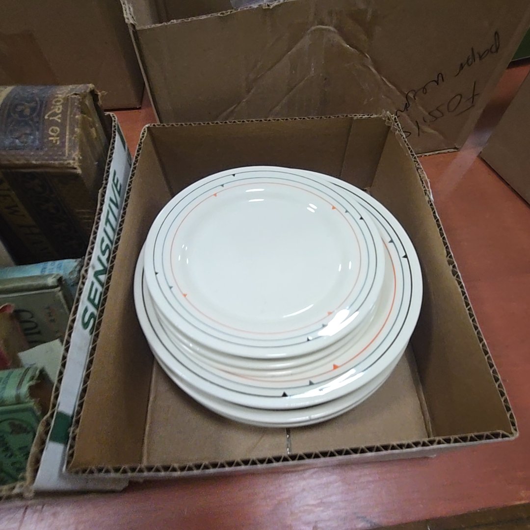 box lot of mid-century plates by Oxford made in Brazil