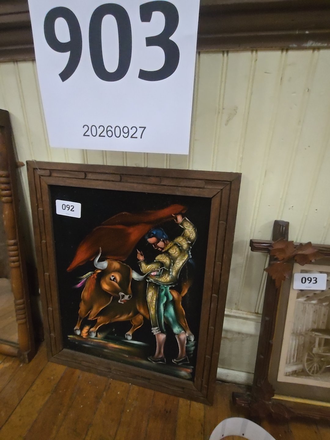 vintage Mexican bullfight velvet painting