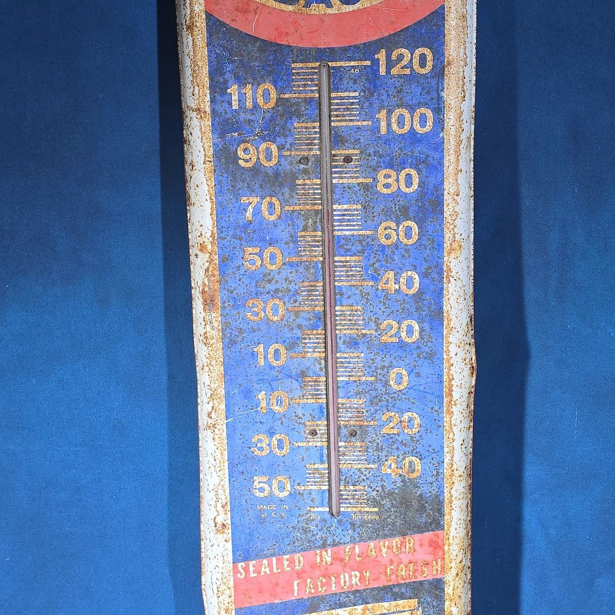 Vintage Mail Pouch Chewing Tobacco Advertising Tin Thermometer