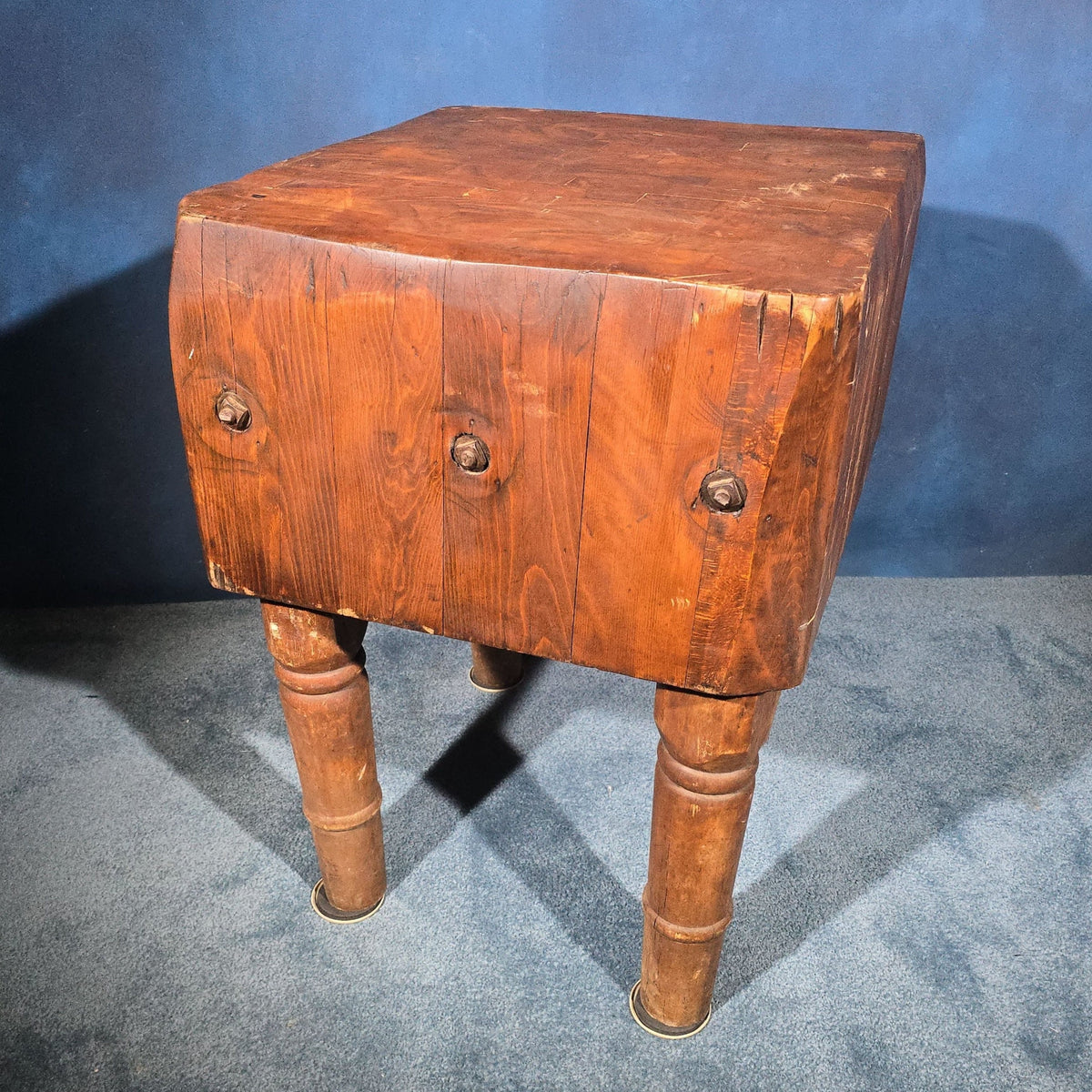 Antique Butcher Block on Four Turned Legs