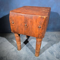 Lot 016 - Antique Butcher Block on Four Turned Legs, 24-1/2" L x 32" H
