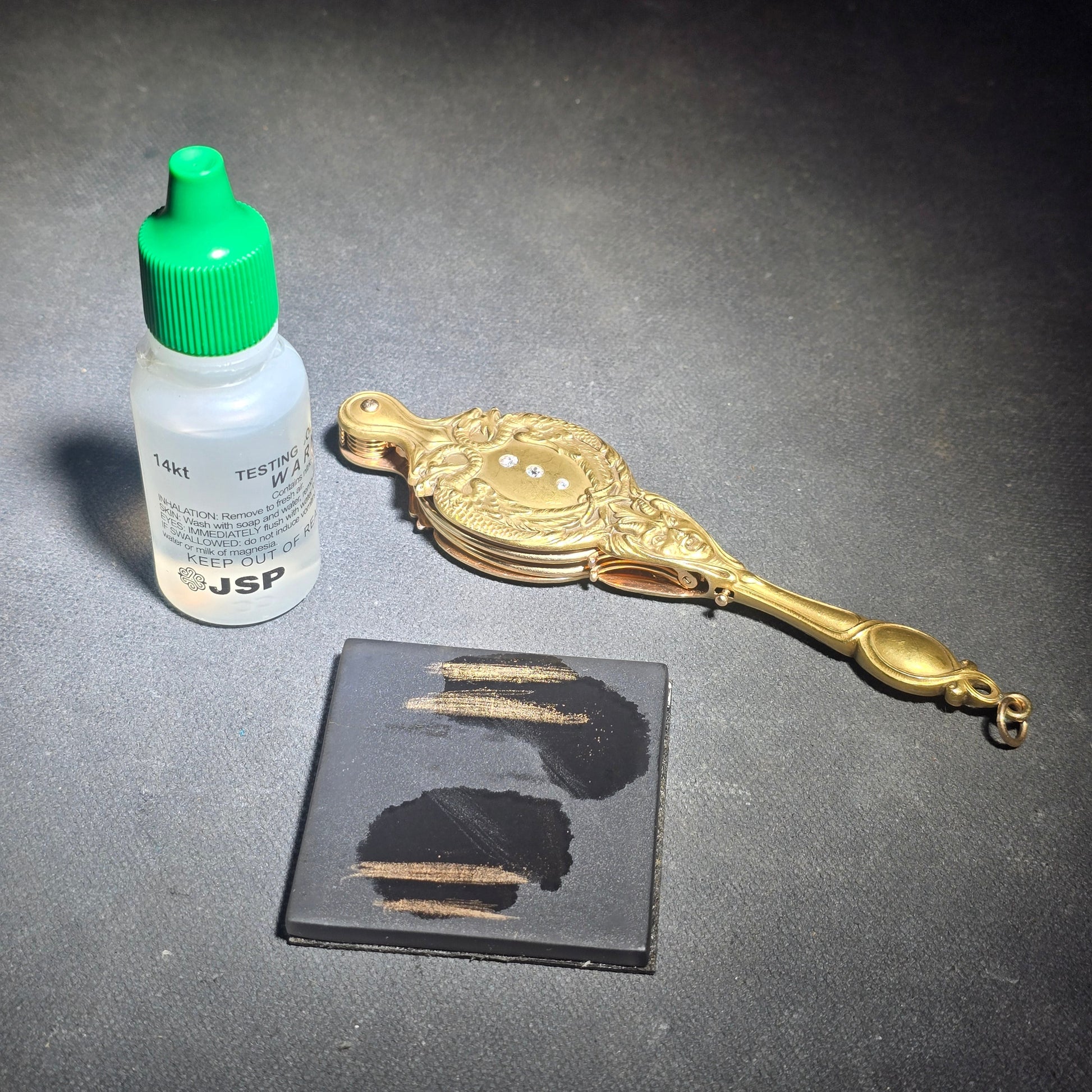 Antique Art Nouveau 14K Yellow Gold Lorgnette Folding Glasses with Three Diamonds and Grotesque Devil Face on Handle