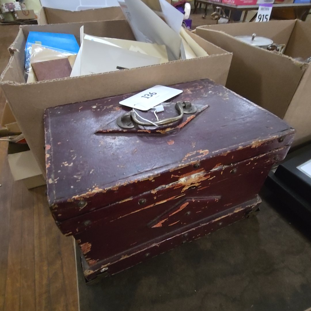 wooden box with contents