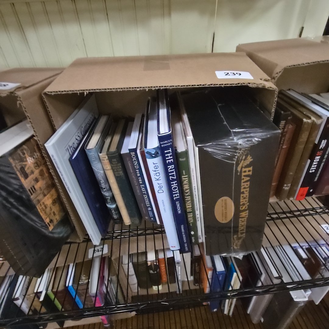 box lot of books including Harper's Weekly