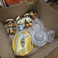Lot 163 - Box Lot of Pottery and Glass Including Hummels