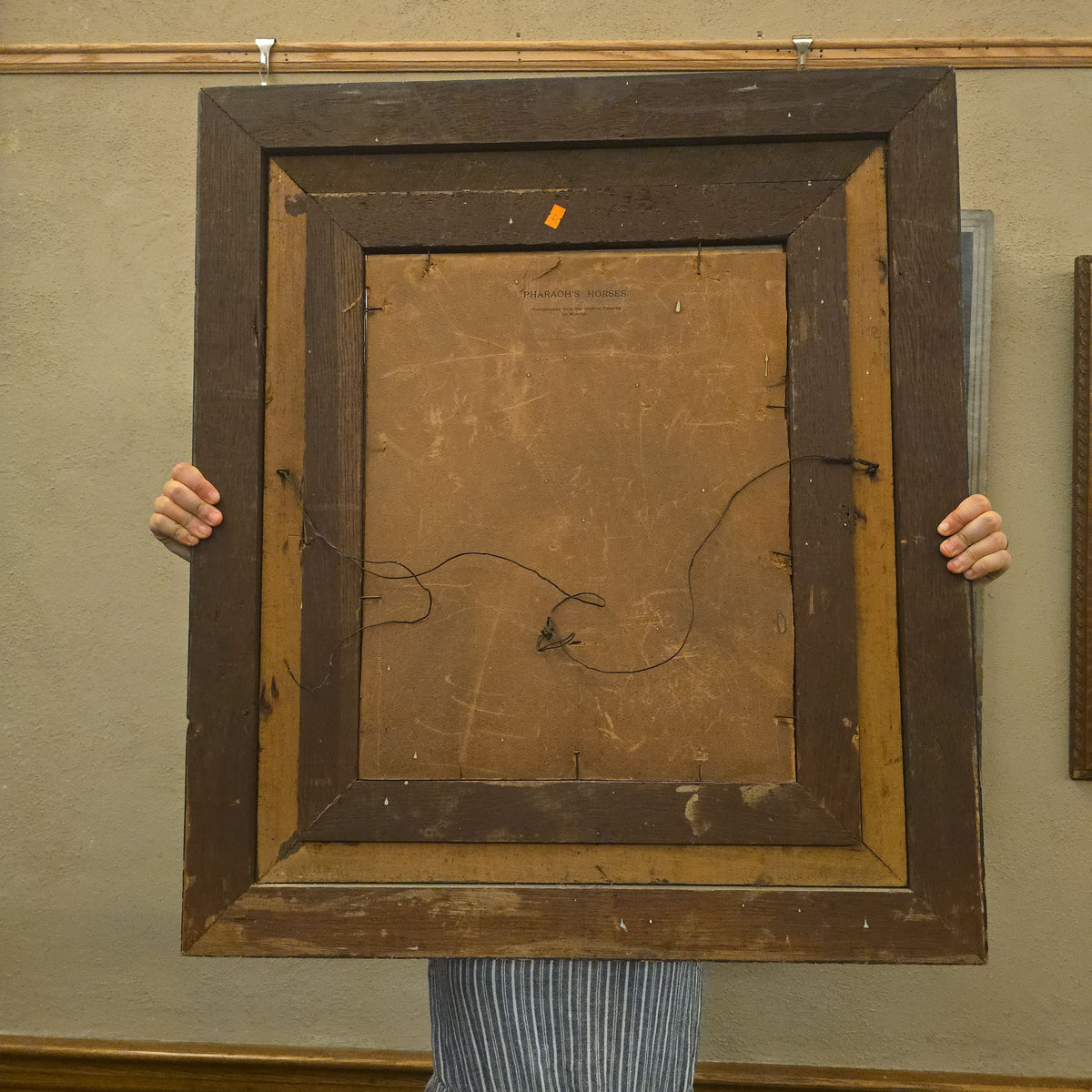 Antique Framed Photograph of a Young Girl with a Teddy Bear in Carved Oak Frame