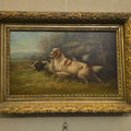 Lot 003 - Antique Oil Painting on Canvas, Two Sporting Dogs on Point in a Landscape, in Gilt Frame, 23-1/4" W x 16-1/8" H