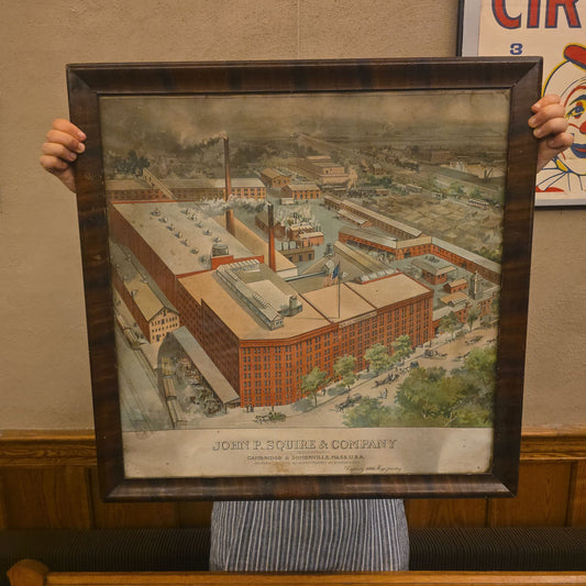 Antique Framed John P. Squire & Company Chromolithograph Print Advertising, Cambridge and Somerville, Massachusetts