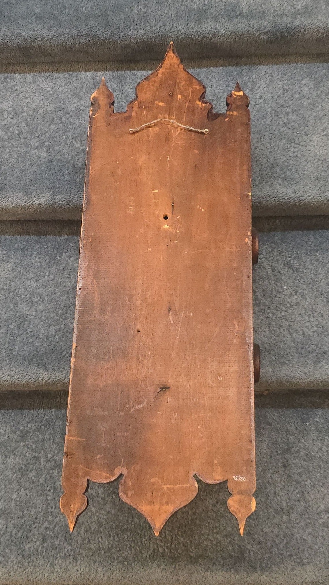 Antique Folk Art Carved Wood Wall Shelf with Mirror, Initialed "H.P." and Dated 1922