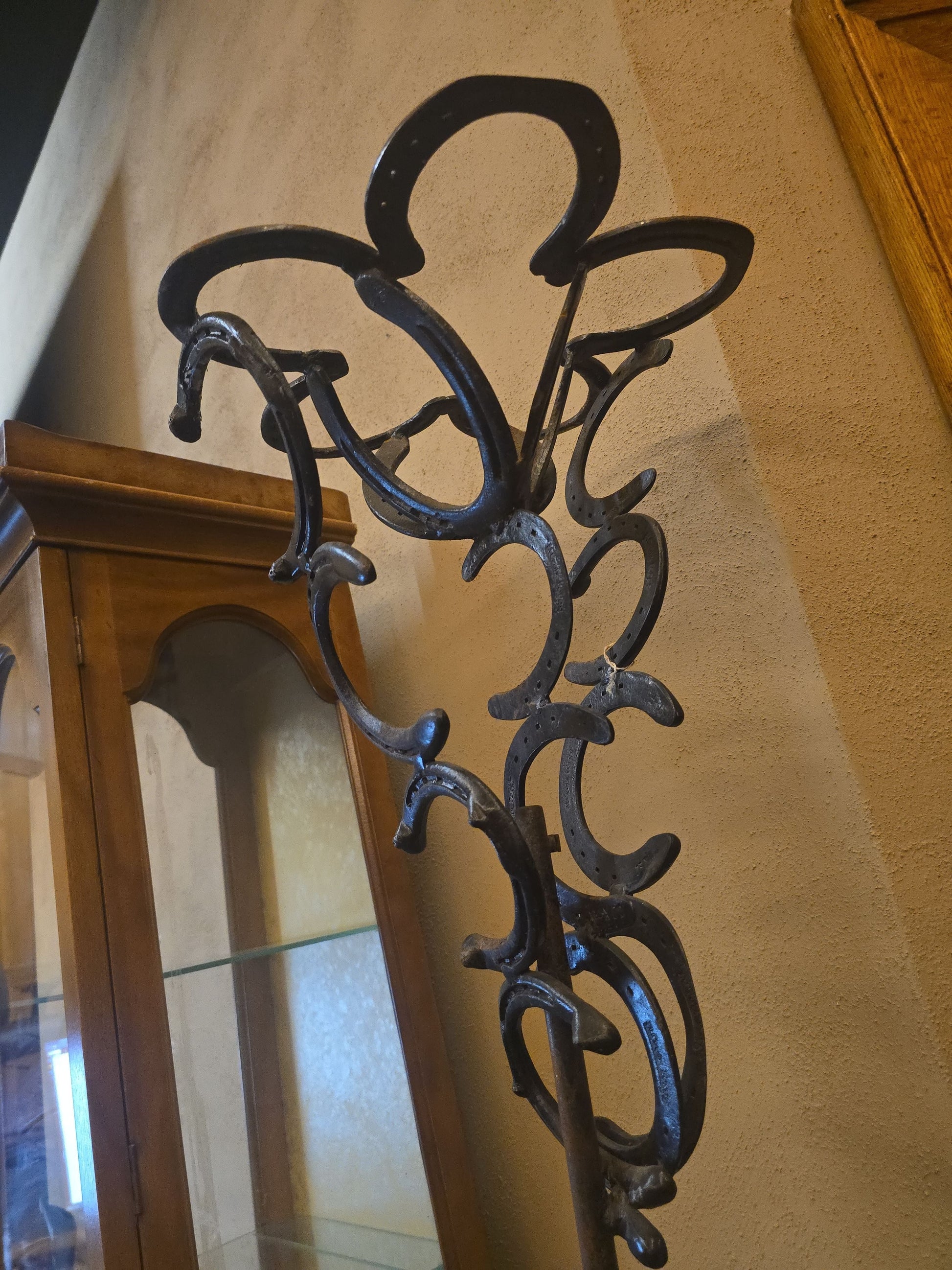 Vintage Folk Art Welded Horseshoe and Rifle Coat Stand
