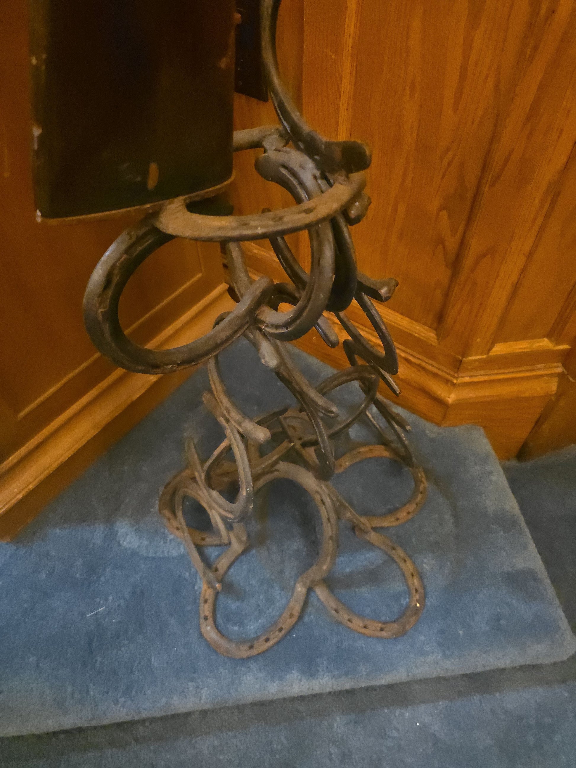 Vintage Folk Art Welded Horseshoe and Rifle Coat Stand