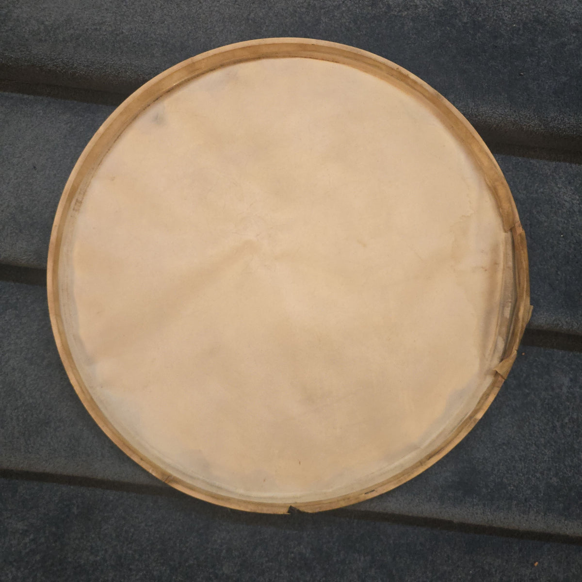 Vintage Hand-Painted Drum Head with Sad Clown Portrait