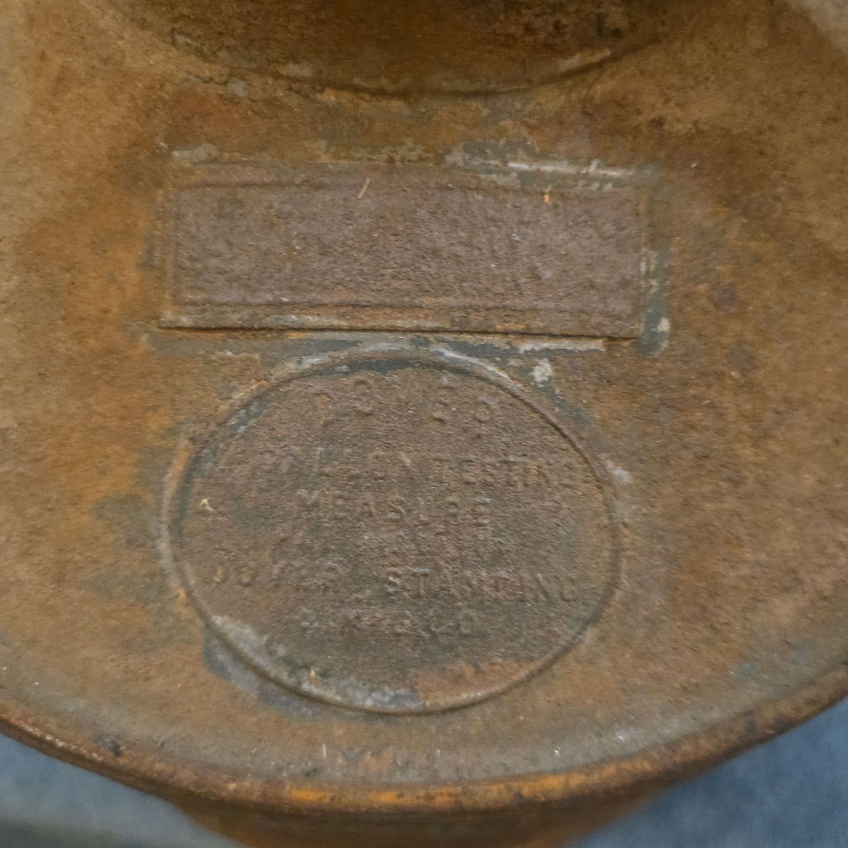 Antique Gasoline Pump Field Test Measure Can with Built-In Thermometer, Patented May 10, 1921