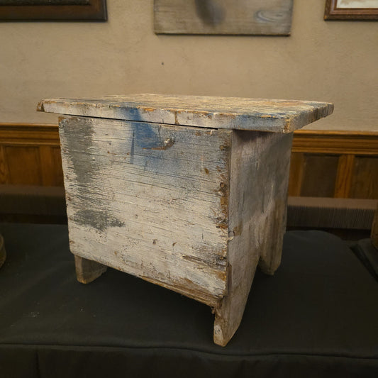 Antique Primitive Painted Wood Stool