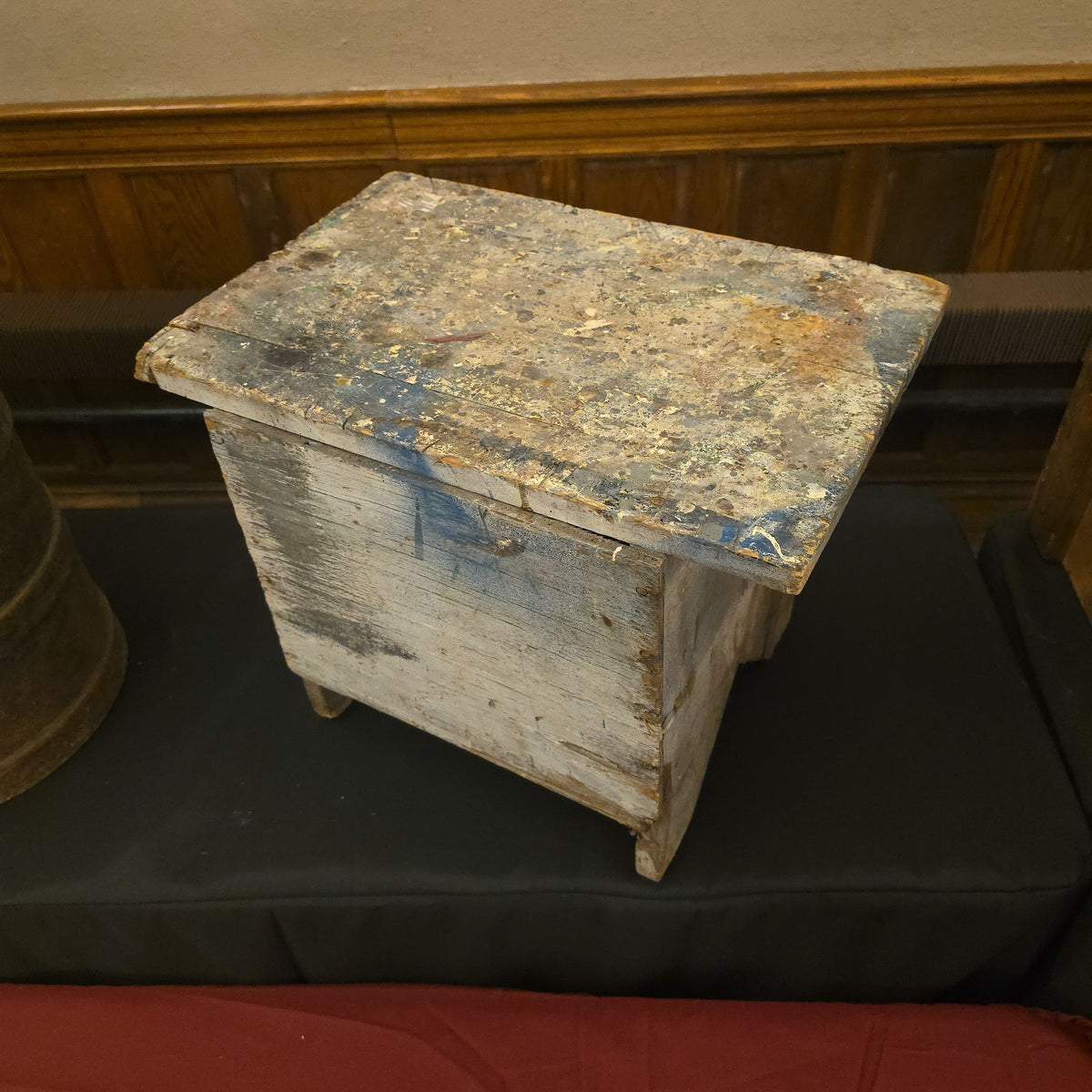 Antique Primitive Painted Wood Stool
