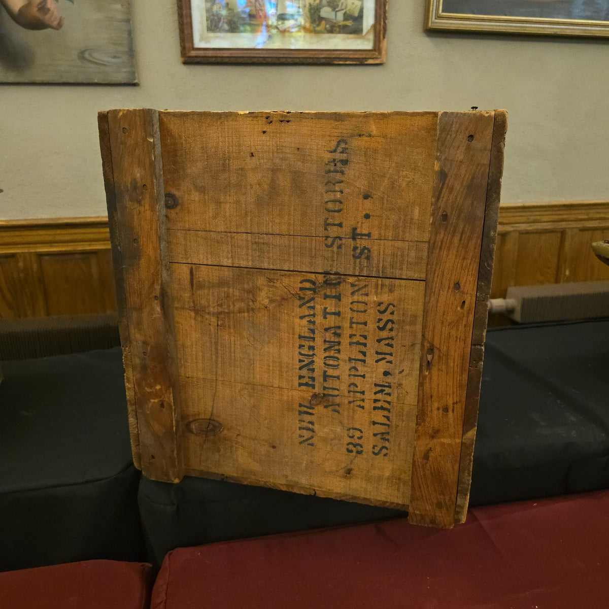 Antique George Close Co. Confectionery Advertising Wood Shipping Crate, Cambridge, Massachusetts