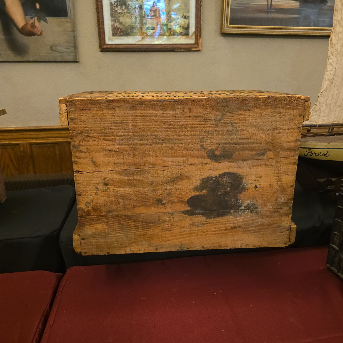 Antique George Close Co. Confectionery Advertising Wood Shipping Crate, Cambridge, Massachusetts