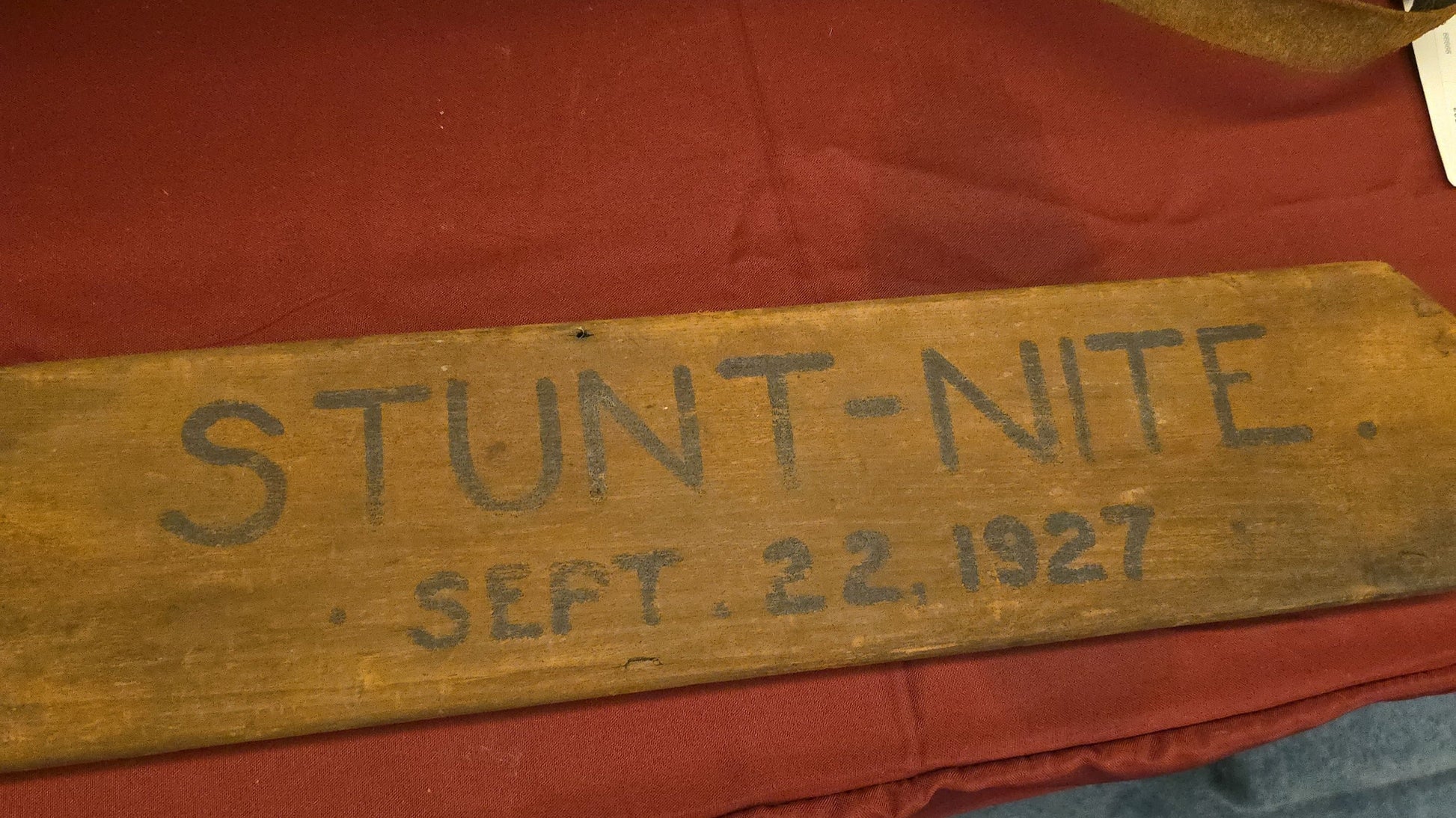 Vintage Wooden Fraternity Hazing Paddle, "Stunt-Nite" Sept. 22, 1927