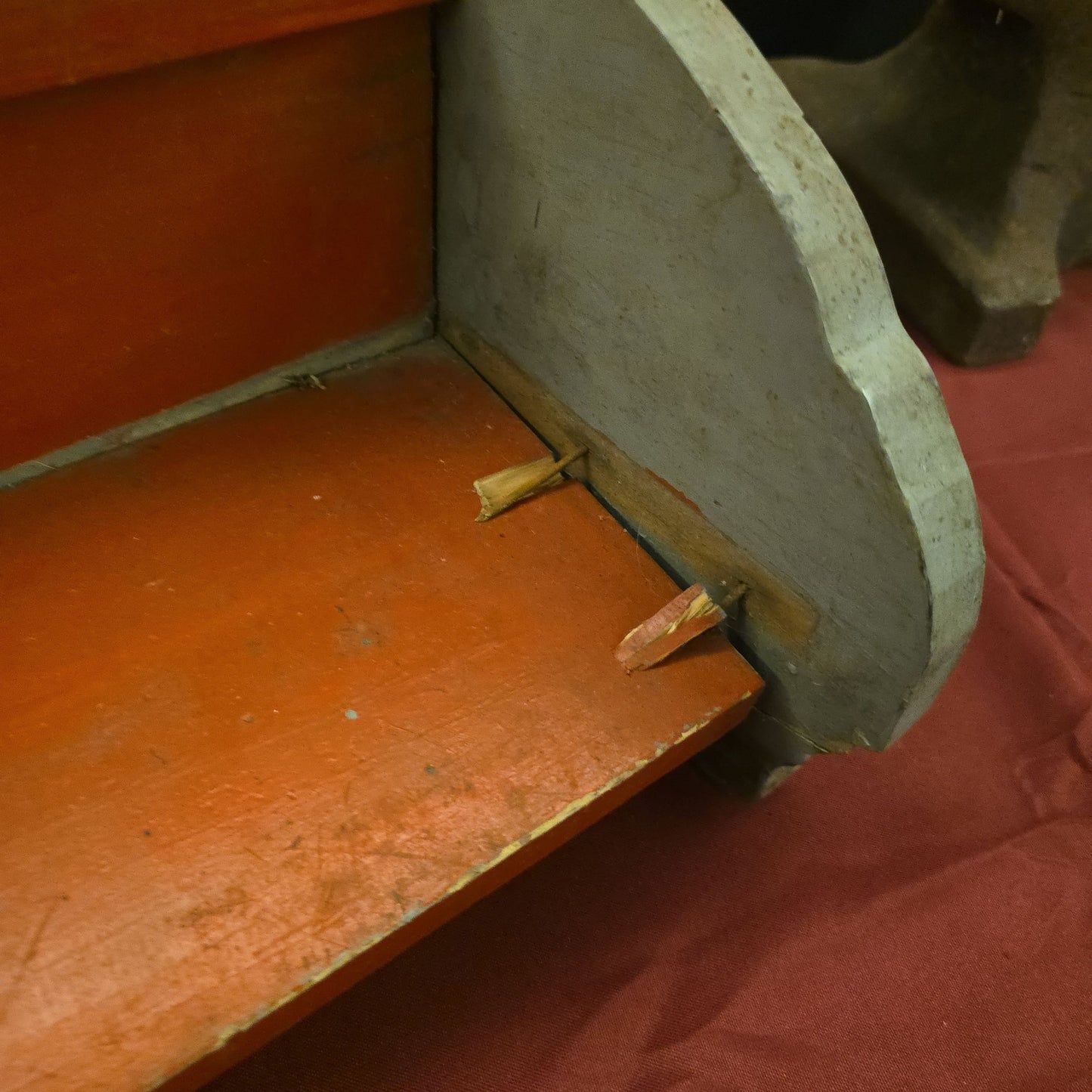 Vintage Folk Art Painted Wood Elephant Children's Step Stool, for Display