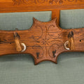 Lot 167 - Antique Carved Wood Wall Rack with Deer Hoof Hooks, 35-3/4" L x 14-1/4" H