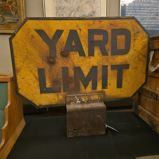Vintage Double-Sided Cast Iron Railroad "Yard Limit" Sign with Mounting Bracket