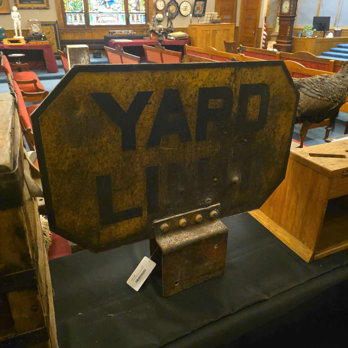Vintage Double-Sided Cast Iron Railroad "Yard Limit" Sign with Mounting Bracket